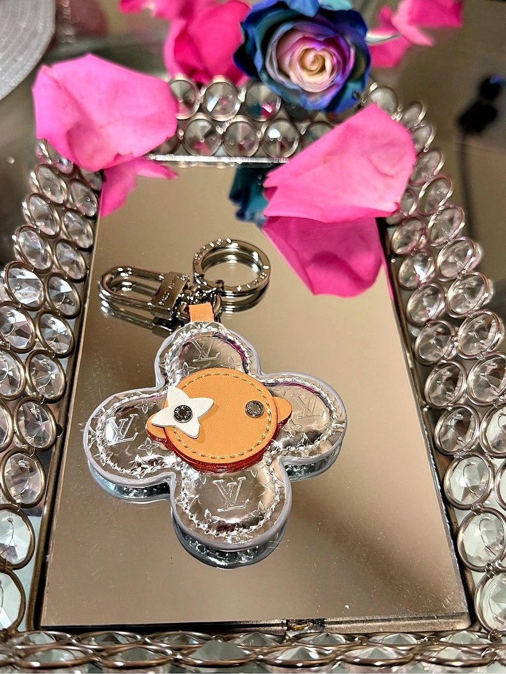 Keychain Monogram silver flower - Picture 2 of 4